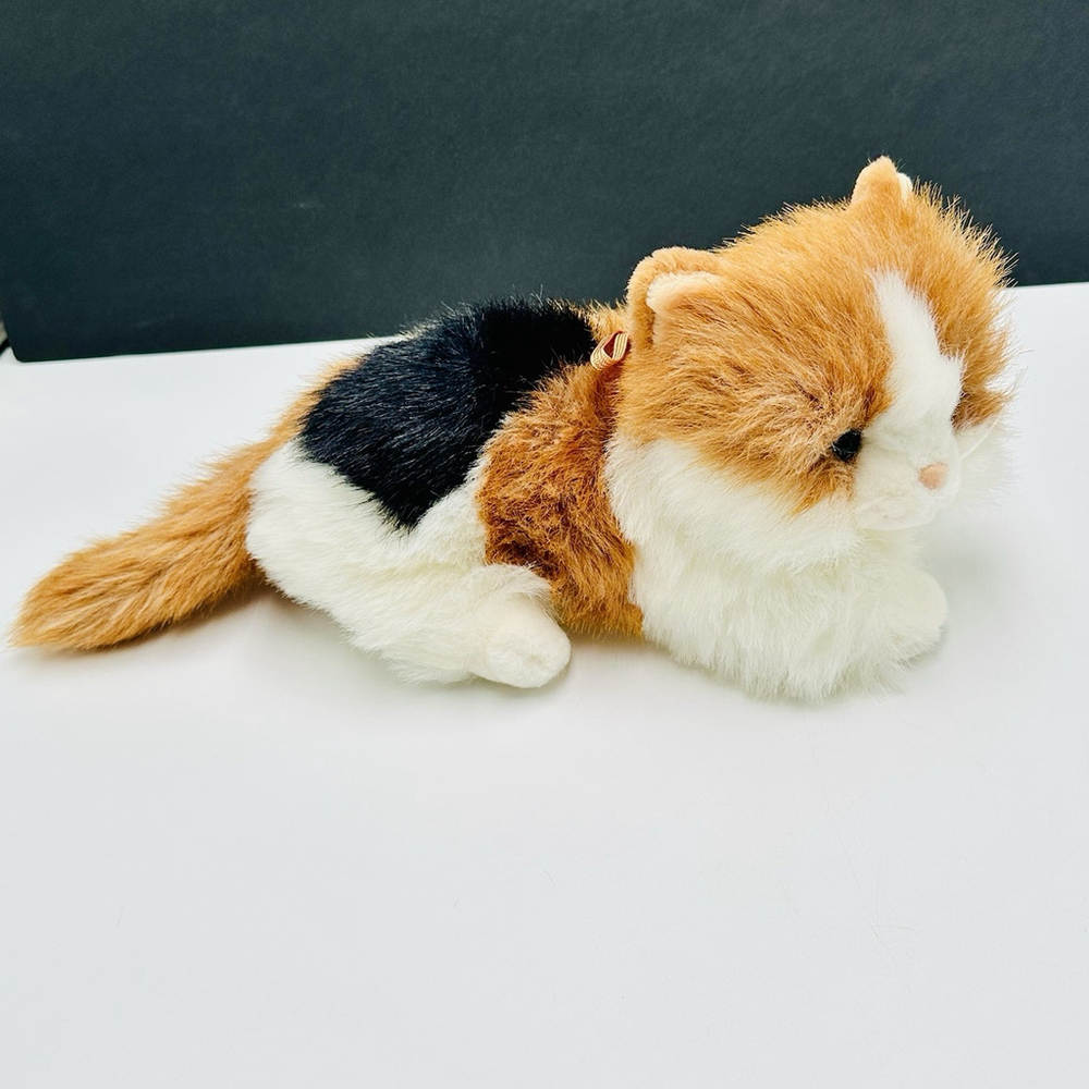 1990 Calico Cat Realistic Plush 11” Commonwealth Stuffed Animal Kitty Blue Eyes - Picture 3 of 7
